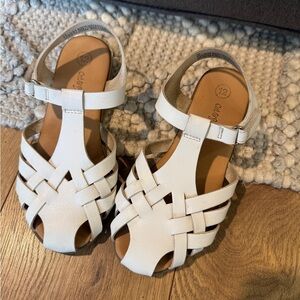Girls' Ella White Sandals Hook And Loop Strap Closed Toe Cat & Jack size 12